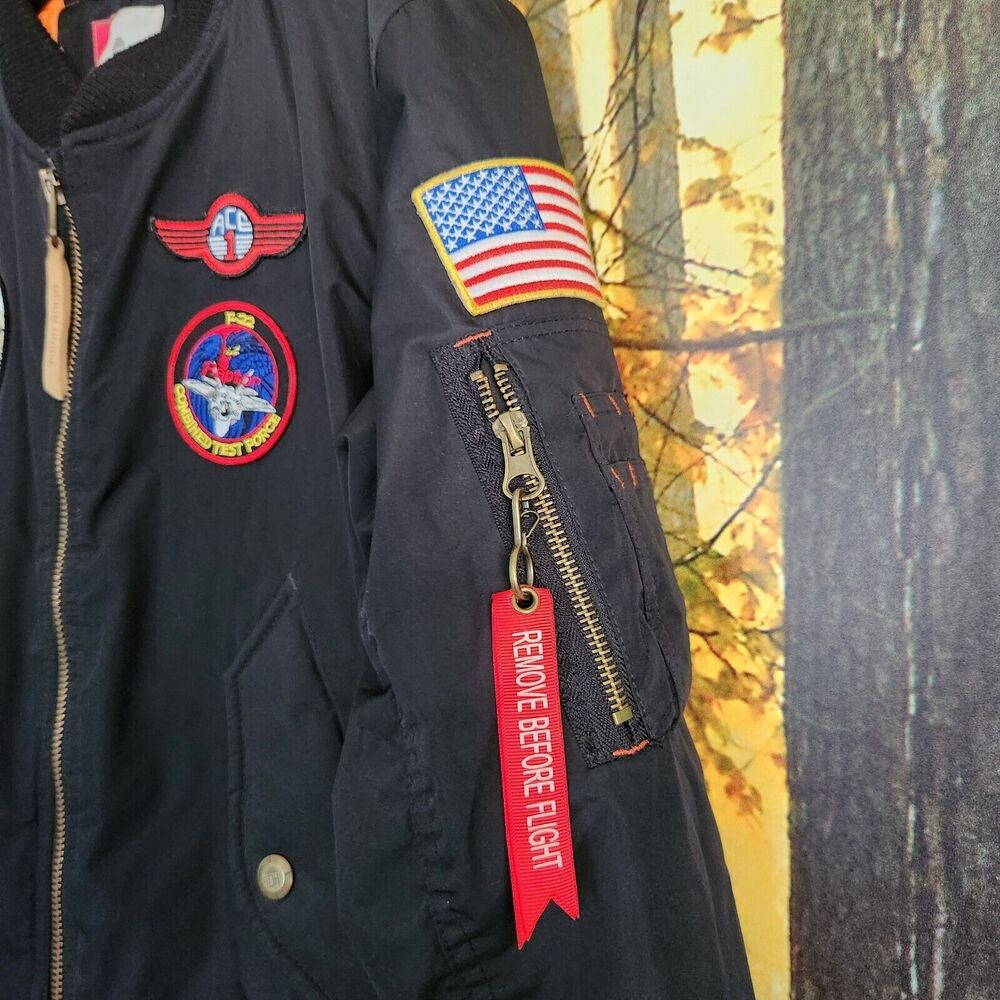 Denim House Boys Replica Bomber Jacket Kid's Medium Pilot Patched Flight Black - Picture 9 of 13